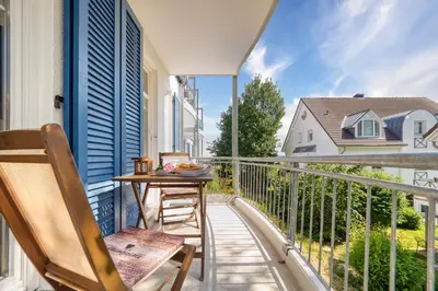 Ein Balkon oder eine Terrasse in der Unterkunft Boddenblick Wohnung 12a