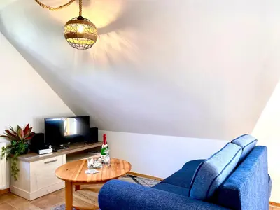 TV/Unterhaltungsangebot in der Unterkunft Hägerende 66a Haus Ankerplatz Wohnung Oberdeck