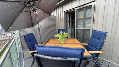 Ein Balkon oder eine Terrasse in der Unterkunft Neue Reihe 1 Wohnung 3 