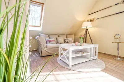 Ein Sitzbereich in der Unterkunft Strandwiese 12 Haus Strandgut