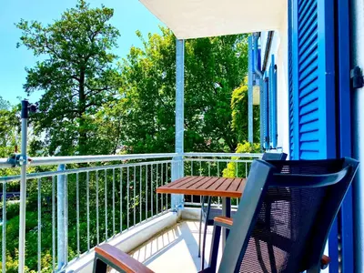 Ein Balkon oder eine Terrasse in der Unterkunft Boddenblick Wohnung 16