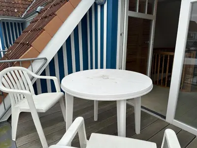 Ein Balkon oder eine Terrasse in der Unterkunft Boddenblick Wohnung 28