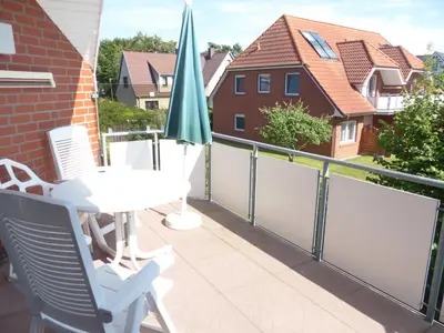 Ein Balkon oder eine Terrasse in der Unterkunft Wohnung Darßer Weg 10a