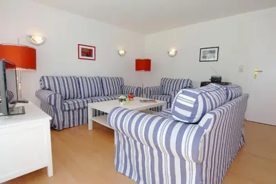 Ein Sitzbereich in der Unterkunft Straminke 14a Haus am Strande