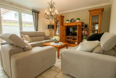 Ein Sitzbereich in der Unterkunft Hafenstraße 26 Wohnung Lütt'n Tohuus