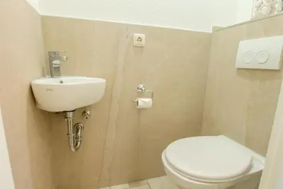 Ein Badezimmer in der Unterkunft Hafenstraße 26 Wohnung Lütt'n Tohuus