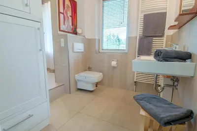 Ein Badezimmer in der Unterkunft Hafenstraße 26 Wohnung Lütt'n Tohuus