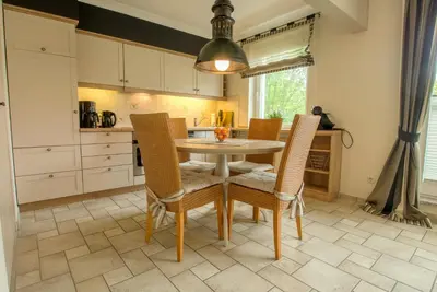 Küche/Küchenzeile in der Unterkunft Hafenstraße 26 Wohnung Lütt'n Tohuus
