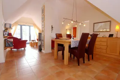 Ein Sitzbereich in der Unterkunft Birkmaase 9 Wohnung Villa Meereslust