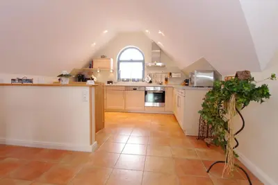Küche/Küchenzeile in der Unterkunft Birkmaase 9 Wohnung Villa Meereslust