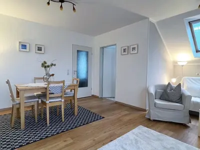 Ein Sitzbereich in der Unterkunft Hafenstraße 33 Villa Beatrice Wohnung 20