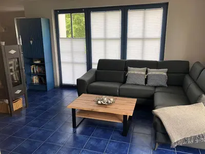 Ein Sitzbereich in der Unterkunft Heideweg 10a Haus Thea Luise