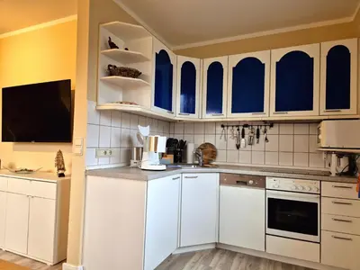 Küche/Küchenzeile in der Unterkunft Kranichrast 1 Wohnung 3