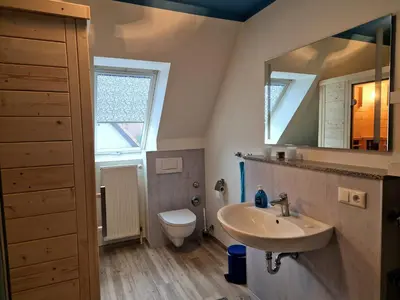 Ein Badezimmer in der Unterkunft Kranichrast 1 Wohnung 3