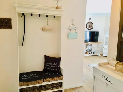 Küche/Küchenzeile in der Unterkunft Barther Straße 18 Wohnung Hamptons
