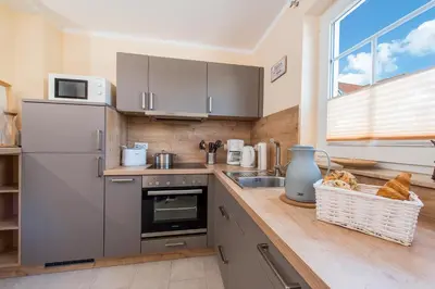 Küche/Küchenzeile in der Unterkunft Hafenstrasse 22 Wohnung 2 Muschelsucher