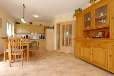 Küche/Küchenzeile in der Unterkunft Waldstrasse 15 Haus Seepferdchen