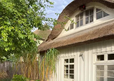 Ein Garten an der Unterkunft Boddenhaus