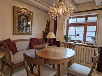 Ein Sitzbereich in der Unterkunft Boddenhaus