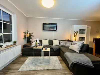 Ein Sitzbereich in der Unterkunft Haus Ostseewelle