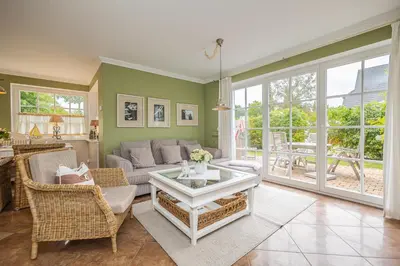Ein Sitzbereich in der Unterkunft Müggenburger Weg 38 Haus Küselwind