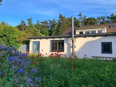 Ein Garten an der Unterkunft Meridiamus 1 - Ferienhäuschen in Boddennähe