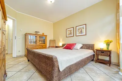 Ein Bett oder Betten in einem Zimmer der Unterkunft Hoppenberg 22 Whg 1