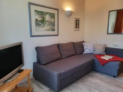 Ein Sitzbereich in der Unterkunft Ferienwohnung Vera