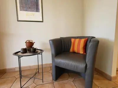 Ein Sitzbereich in der Unterkunft Ferienwohnung Vera