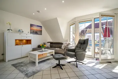 Ein Sitzbereich in der Unterkunft Mühlenpark 1 Mühlenpark Haus 5 Wo 19