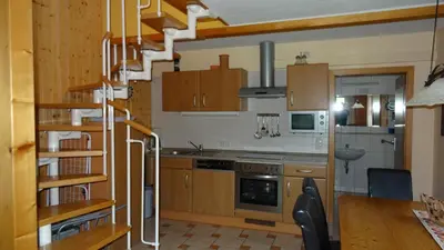 Küche/Küchenzeile in der Unterkunft Ferienhaus Eulenhaus im urigen Garten