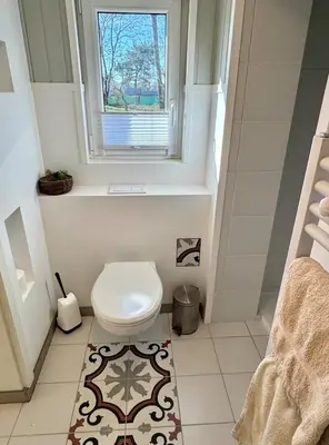 Ein Badezimmer in der Unterkunft Meridiamus 2 - Ferienhäuschen in Boddennähe