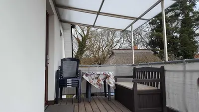 Ein Balkon oder eine Terrasse in der Unterkunft Ferienwohnung am Dorfrand