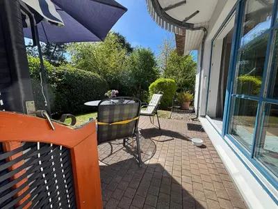 Ein Balkon oder eine Terrasse in der Unterkunft Boddenquartett - Boddenkieker