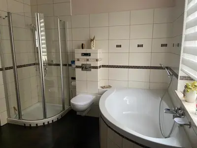 Ein Badezimmer in der Unterkunft Barther Boddenblick
