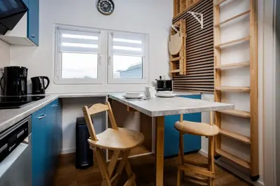 Küche/Küchenzeile in der Unterkunft Tiny Haus Boddenblick