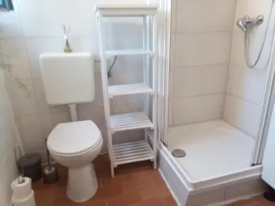Ein Badezimmer in der Unterkunft Schwalbennest am Lehmberg