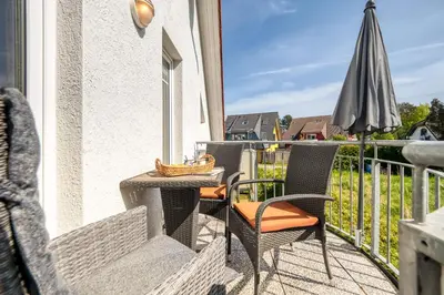 Ein Balkon oder eine Terrasse in der Unterkunft Hafenstraße 22a Sonnenseite