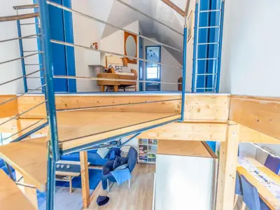 Ein Etagenbett oder Etagenbetten in einem Zimmer der Unterkunft Ferienhaus Tüdelnest