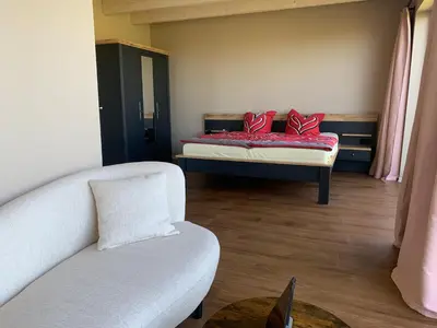 Ein Sitzbereich in der Unterkunft Panorama-Haus Boddenperle