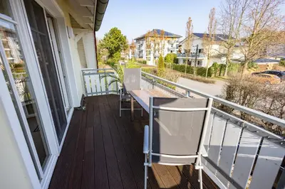 Ein Balkon oder eine Terrasse in der Unterkunft Ostseetraum, Whg 4