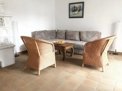 Ein Sitzbereich in der Unterkunft Strandgut