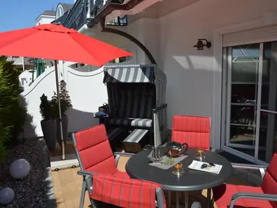 Ein Patio oder anderer Außenbereich in der Unterkunft Ferienwohnung Brigantine auf der Halbinsel Zingst