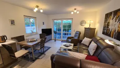 Ein Sitzbereich in der Unterkunft Ferienwohnung Brigantine auf der Halbinsel Zingst