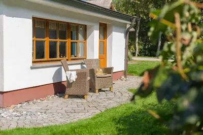 Ein Garten an der Unterkunft Reethaus in Dierhagen