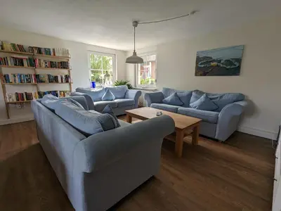 Ein Sitzbereich in der Unterkunft Aantengössel