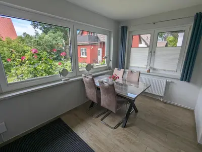 Ein Sitzbereich in der Unterkunft Ankerplatz