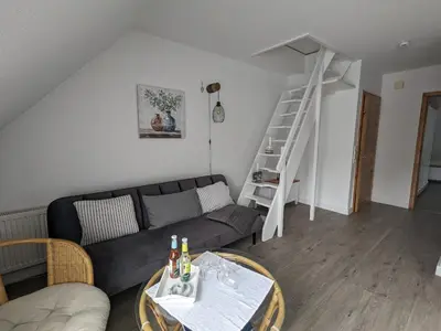 Ein Sitzbereich in der Unterkunft Boddenquartett - Kleine Brise