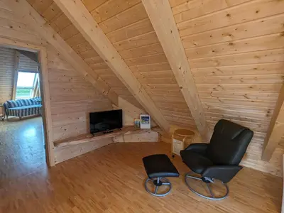 TV/Unterhaltungsangebot in der Unterkunft Borner Holzhaus