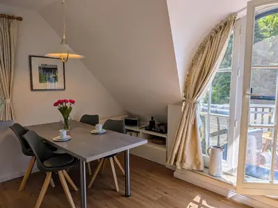 Ein Sitzbereich in der Unterkunft Boddenquartett - Sünnenkieker
